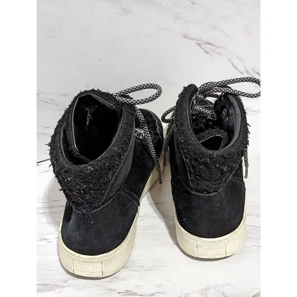 Marc Fisher Women's Black Suede Faux Fur High Top Ankle Sneaker Shoes Size 8
