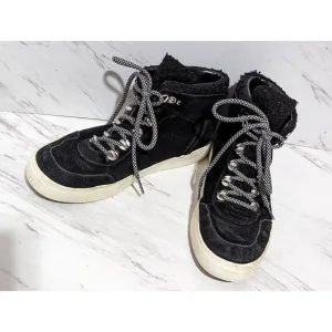 Marc Fisher Women's Black Suede Faux Fur High Top Ankle Sneaker Shoes Size 8