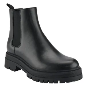 Marc Fisher Womens Pietro Black Faux Leather Slip-On Chelsea Boots Shoes New