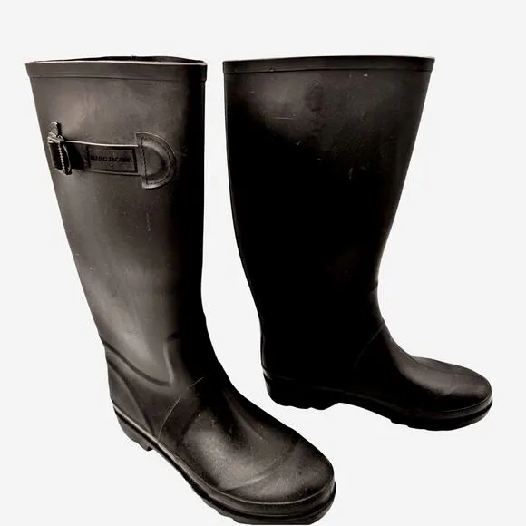 Marc Jacobs Tall Rain Boots Black 38 US 7.5 Outdoors Gardening Designer Everyday