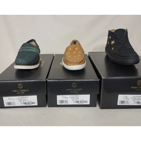 Marc Joseph New York Size 11 Kids (3 Pair) Nubu Leather 2 Loafer/ 1 Boots Bundle