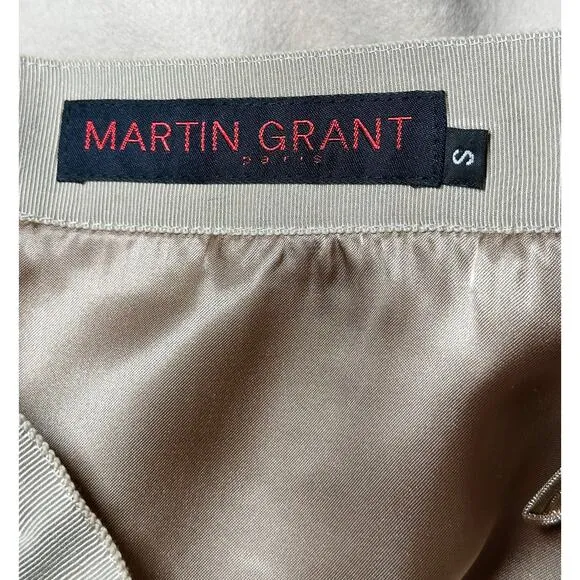 Martin Grant Vintage Ivory Angora Wool Fur Trim 2 Piece Skirt Jacket Suit Small