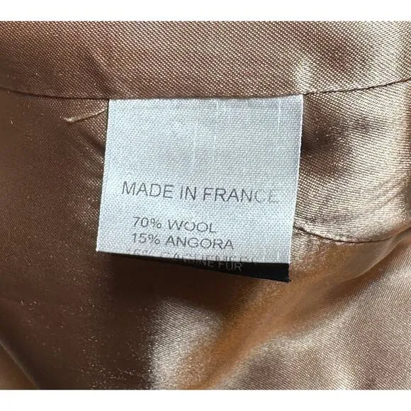 Martin Grant Vintage Ivory Angora Wool Fur Trim 2 Piece Skirt Jacket Suit Small