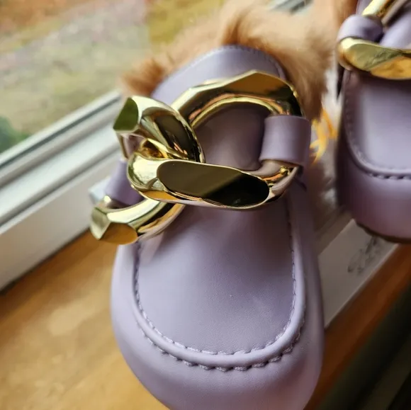 Mata shoes slip ons lavender faux fur lined 9 new in box