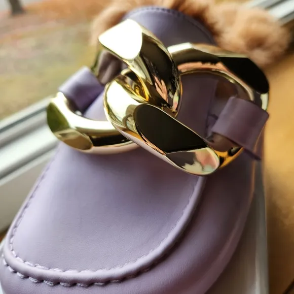 Mata shoes slip ons lavender faux fur lined 9 new in box