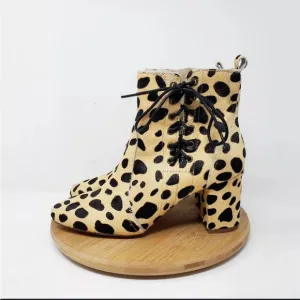 Matisse Ankle Boots Womens 6 Animal Print Calf Hair Kristall... EUC so fun