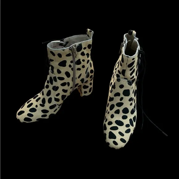 Matisse Ankle Boots Womens 6 Animal Print Calf Hair Kristall... EUC so fun