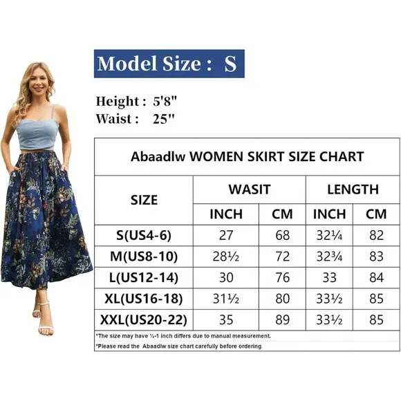 Maxi Skirts for Women with Pockets Long Midi Length Casual Skirt for Holiday