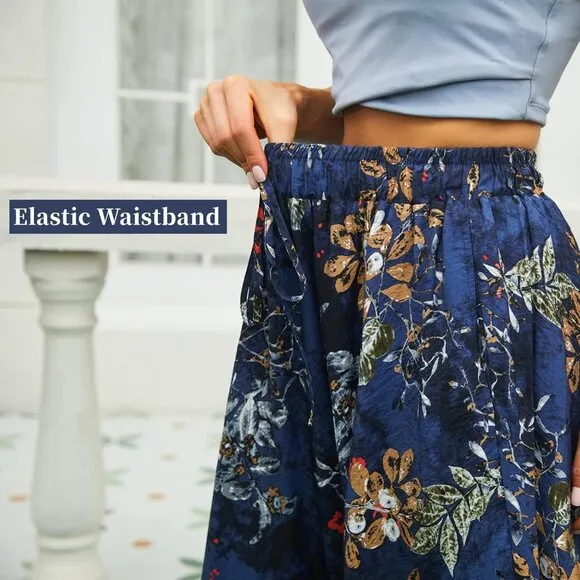 Maxi Skirts for Women with Pockets Long Midi Length Casual Skirt for Holiday
