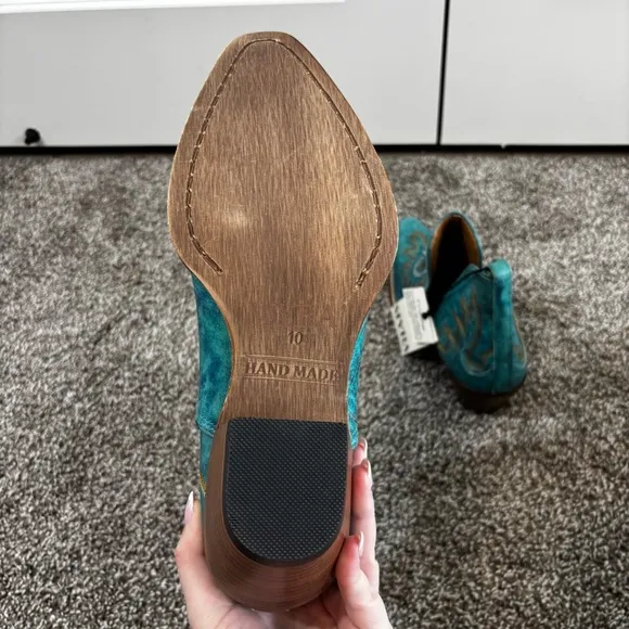 Mayra WESTERLY WESTERN LEATHER BOOTIES NEW in Bag Size 10 Turquoise