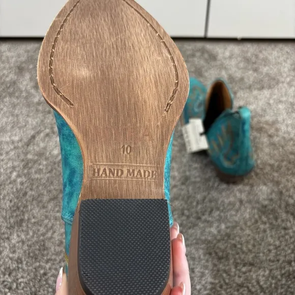 Mayra WESTERLY WESTERN LEATHER BOOTIES NEW in Bag Size 10 Turquoise