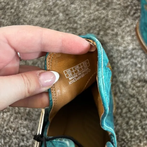 Mayra WESTERLY WESTERN LEATHER BOOTIES NEW in Bag Size 10 Turquoise