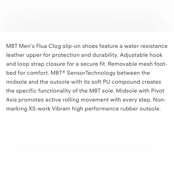 MBT Men Rocker Bottom Recovery Walking Shoes Flua Clog Black Size 9