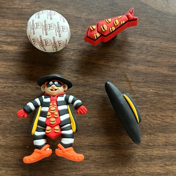 McDonald’s Hamburgler croc jibbitz charms— charms only crocs not included