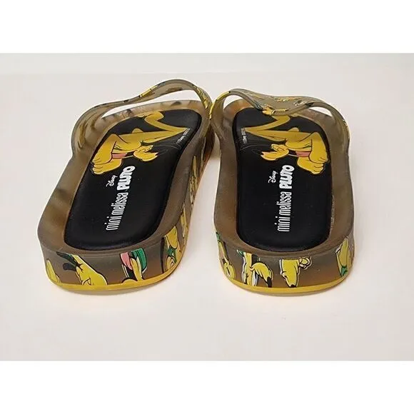 Melissa Women's Beach Slide with Mickey And Friends III Pluto Brown/Black Size 2