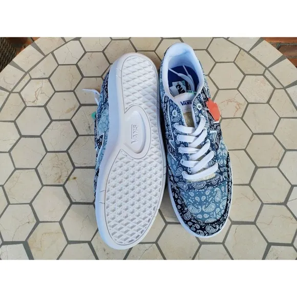Men Sz 9 Vans Lowland CC Bandana Blue White Japanese Denim Skateboard Style
