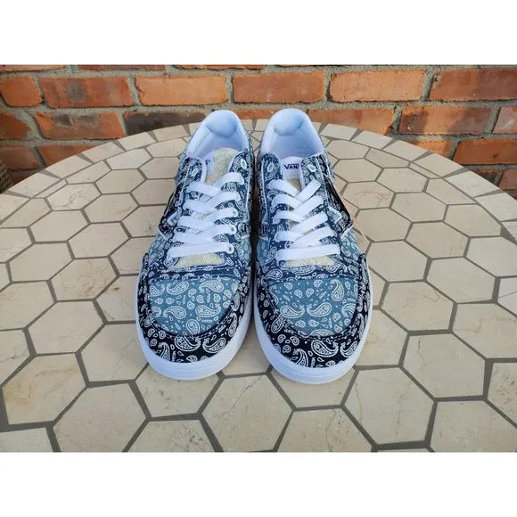 Men Sz 9 Vans Lowland CC Bandana Blue White Japanese Denim Skateboard Style