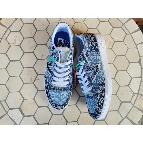Men Sz 9 Vans Lowland CC Bandana Blue White Japanese Denim Skateboard Style