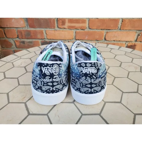 Men Sz 9 Vans Lowland CC Bandana Blue White Japanese Denim Skateboard Style