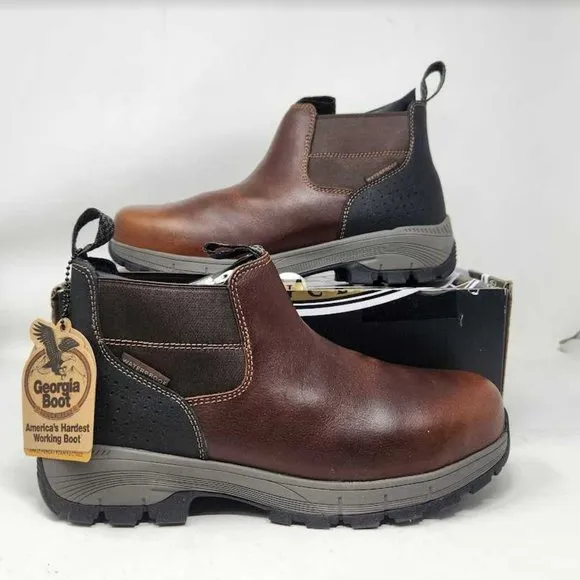 Men's 10W Georgia Boot Eagle Trail alloy toe Chelsea workboots GB00479 10 Wide