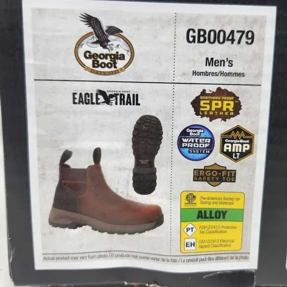 Men's 10W Georgia Boot Eagle Trail alloy toe Chelsea workboots GB00479 10 Wide