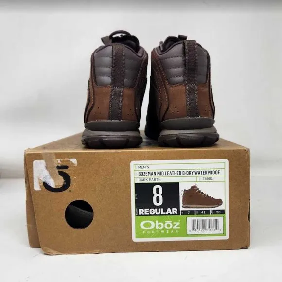Men's 8 Oboz Bozeman Mid Leahter B-Dry waterproof hiking boots Dark Earth