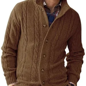 𝅺MEN'S Cardigan Sweater Button Down - Brown