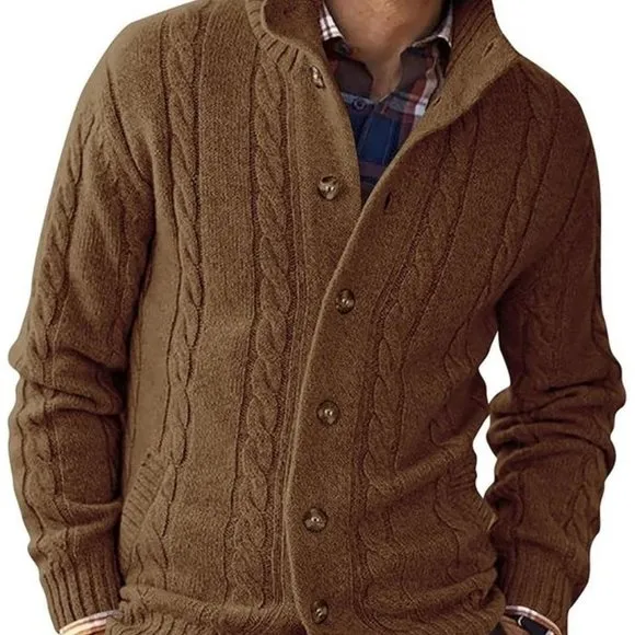 𝅺MEN'S Cardigan Sweater Button Down - Brown