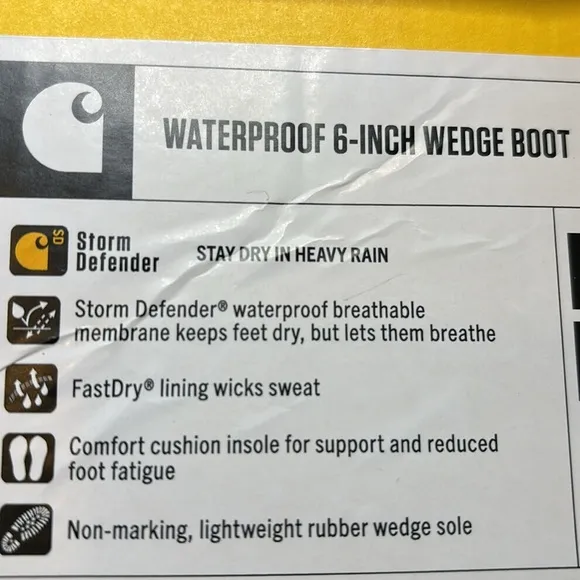 Mens Carhartt® 6&quot; WP Moc-Toe Wedge Boot - Black 12 NWT