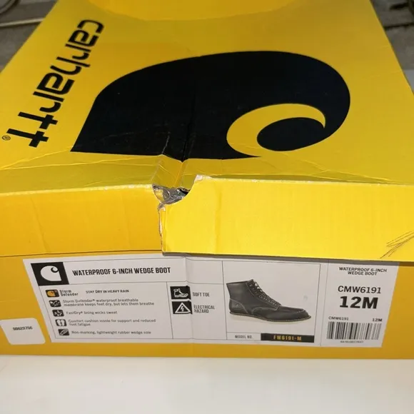 Mens Carhartt® 6&quot; WP Moc-Toe Wedge Boot - Black 12 NWT