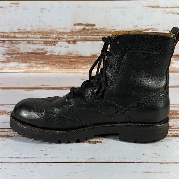 Men's Frye Black Leather Boots Size 8.5 Lace Up Casual 8011470