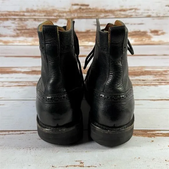 Men's Frye Black Leather Boots Size 8.5 Lace Up Casual 8011470