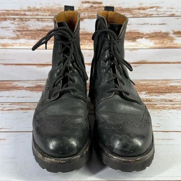 Men's Frye Black Leather Boots Size 8.5 Lace Up Casual 8011470