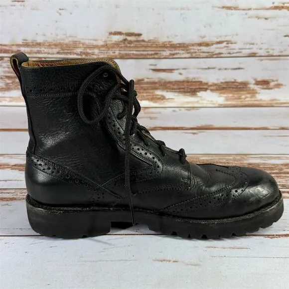 Men's Frye Black Leather Boots Size 8.5 Lace Up Casual 8011470