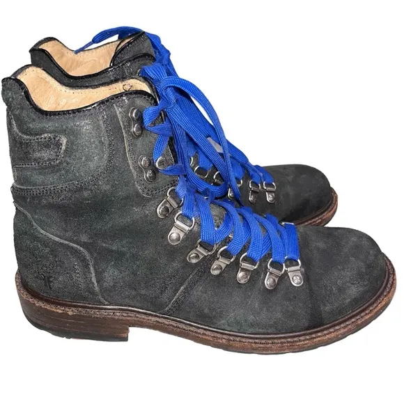 Men’s Frye Distressed Black Leather Hudson Hiker Boot size 7.5