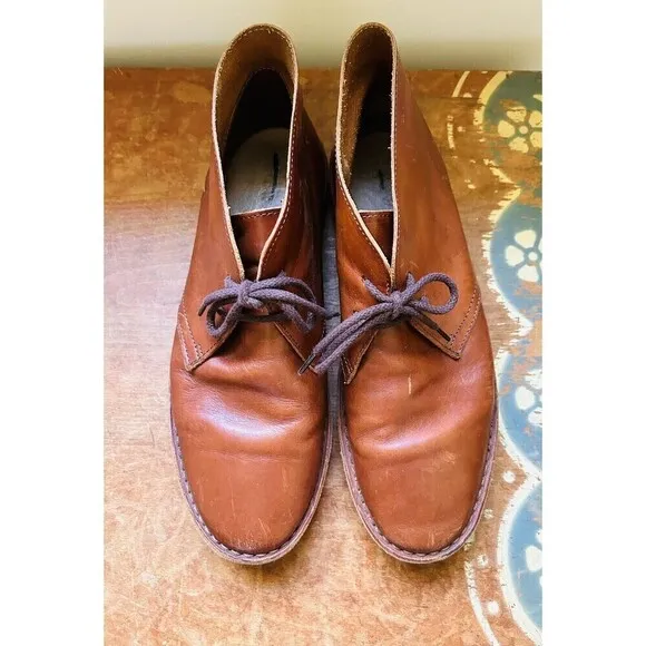 MEN’S J CREW  LIGHT BROWN LEATHER CHUKKA BOOTS SIZE 11 MADE IN ITALY