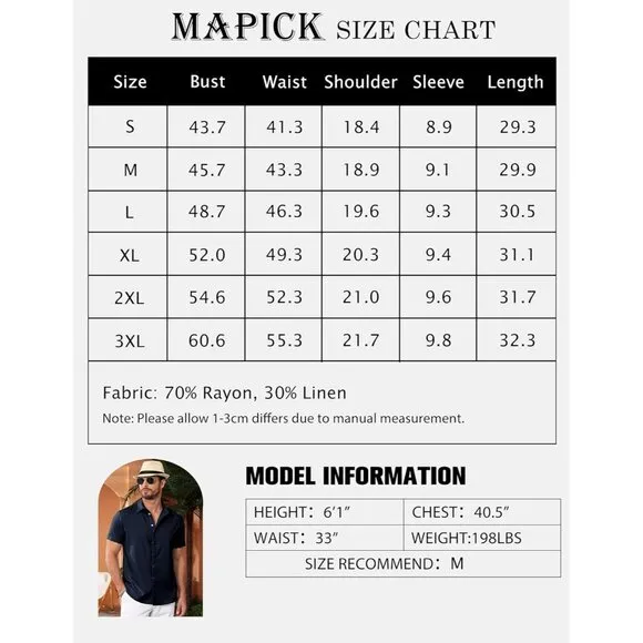 Men's Navy Blue Linen Short Sleeve Button Down Casual Shirt Business