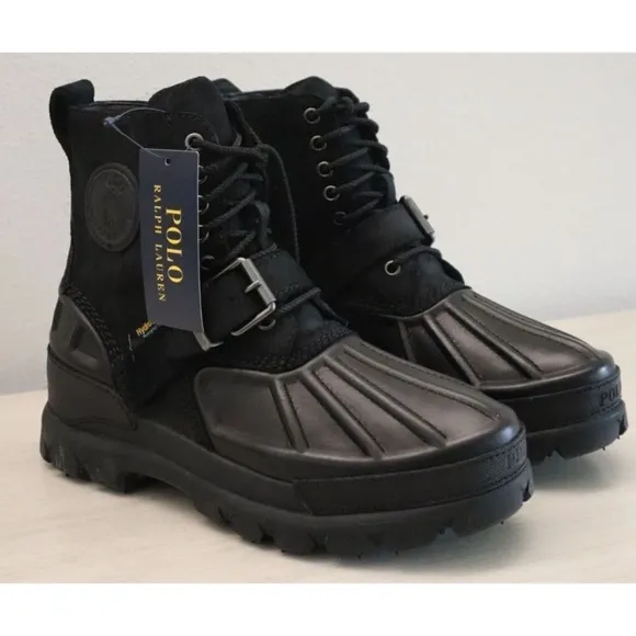 🥷🏿🥷🏿🥷🏿Mens Polo Ralph Lauren Oslo Black High Waterproof Leather Suede Boots