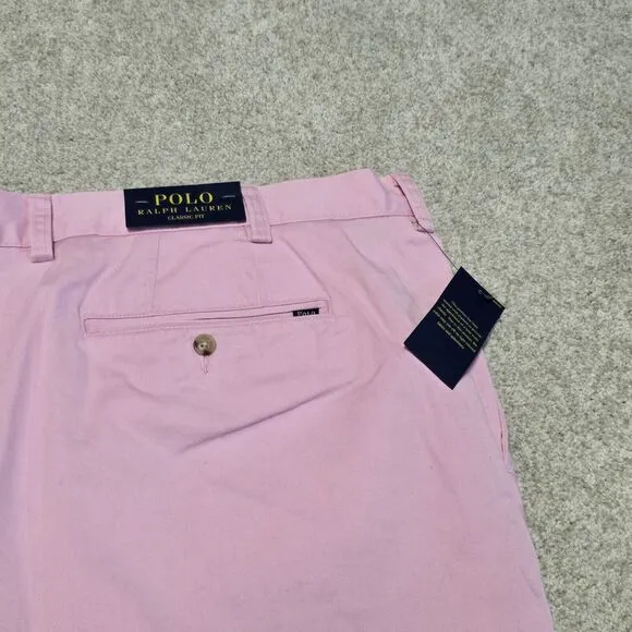 Men's POLO RALPH LAUREN Pink Twill Chino Shorts 56B NWT NEW Classic Fit 9&quot; -9012