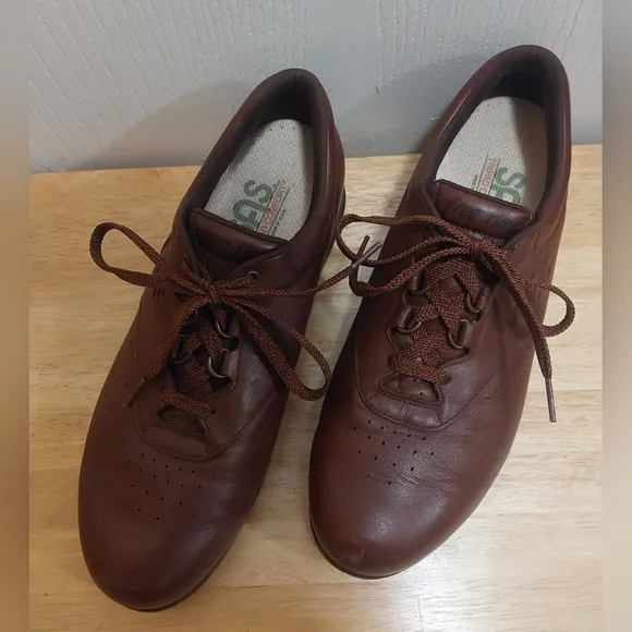 Men's SAS Free Time Tripad Comfort Brown Leather Laced Shoes Size 12M