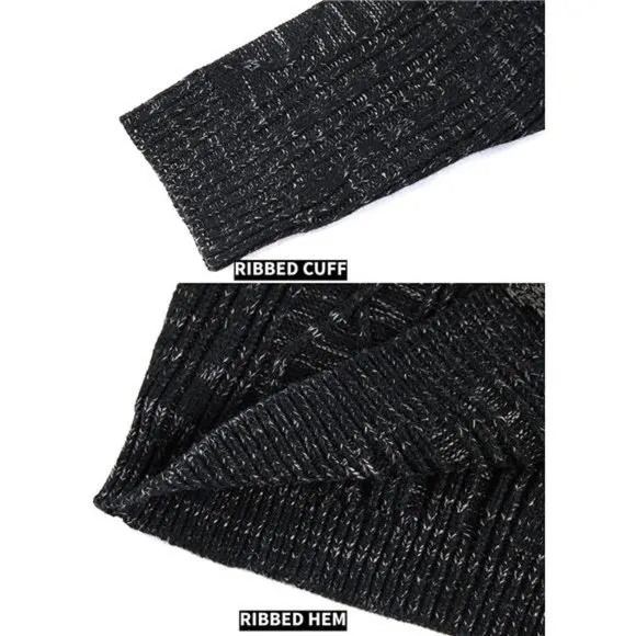 Men's Shawl Neck Cardigan Sweater with Pockets Winter Jacket, Black