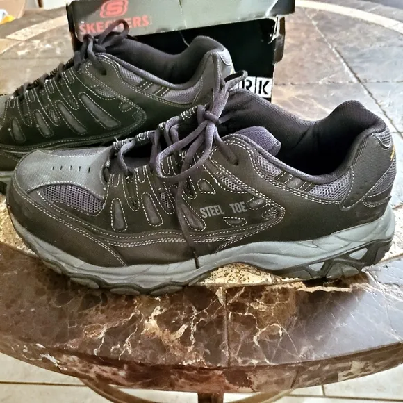 MEN'S SKECHERS WORK 77055 CANKTON STEEL TOE WORK SHOES 14W NWT