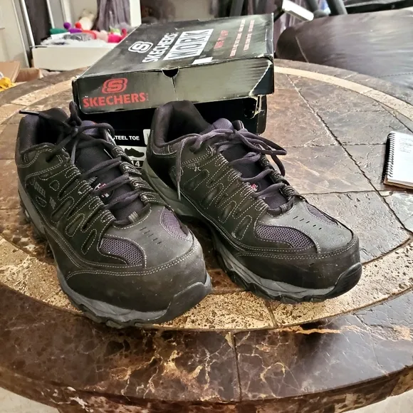 MEN'S SKECHERS WORK 77055 CANKTON STEEL TOE WORK SHOES 14W NWT