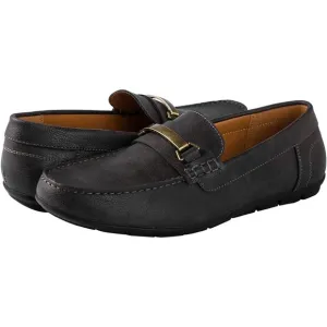 Men’s Slip On Round Toe Dress Shoes Metal Accent Loafer Dark Grey Size 10
