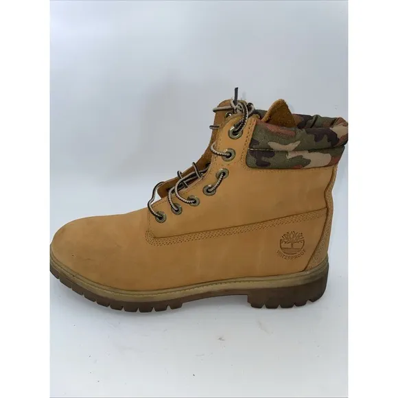 Mens Timberland Wheat Men's Size 11 M Double Camo  Collar 6 in Waterproof Boots