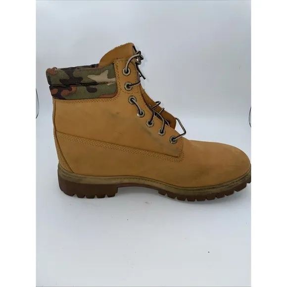 Mens Timberland Wheat Men's Size 11 M Double Camo  Collar 6 in Waterproof Boots