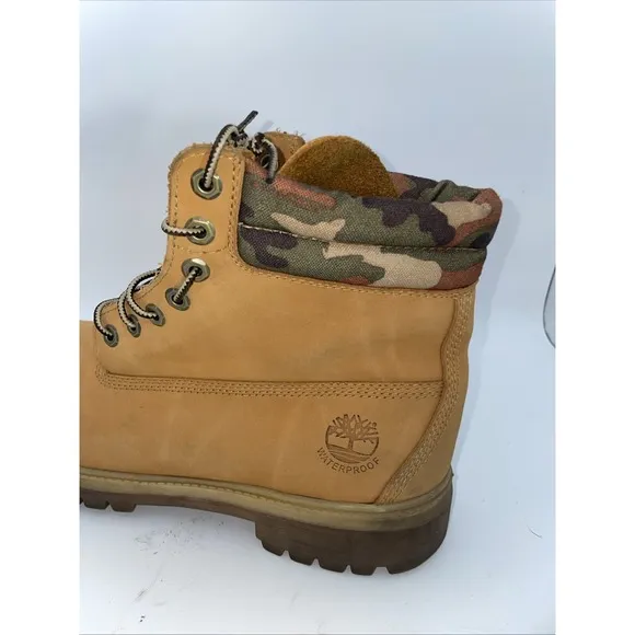 Mens Timberland Wheat Men's Size 11 M Double Camo  Collar 6 in Waterproof Boots