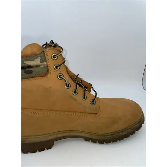 Mens Timberland Wheat Men's Size 11 M Double Camo  Collar 6 in Waterproof Boots