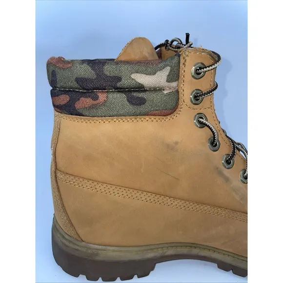 Mens Timberland Wheat Men's Size 11 M Double Camo  Collar 6 in Waterproof Boots