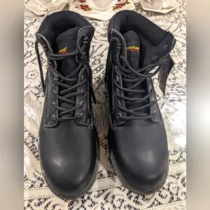 Mens Vintage Black Leather Outdoor Hiking Work Boots Gift 11